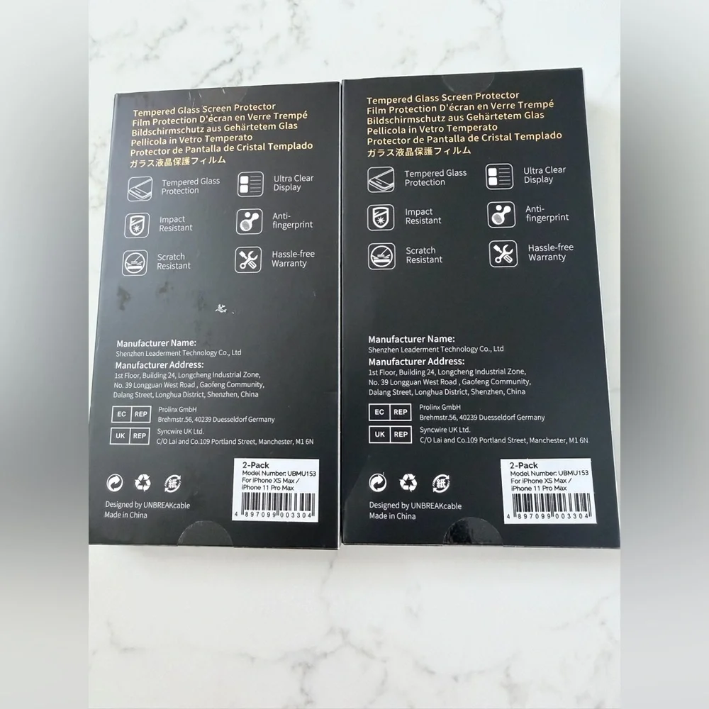 UNBREAKcable Tempered Glass Screen Protector 2-Pack for IPhone XS Max/11 Pro Max